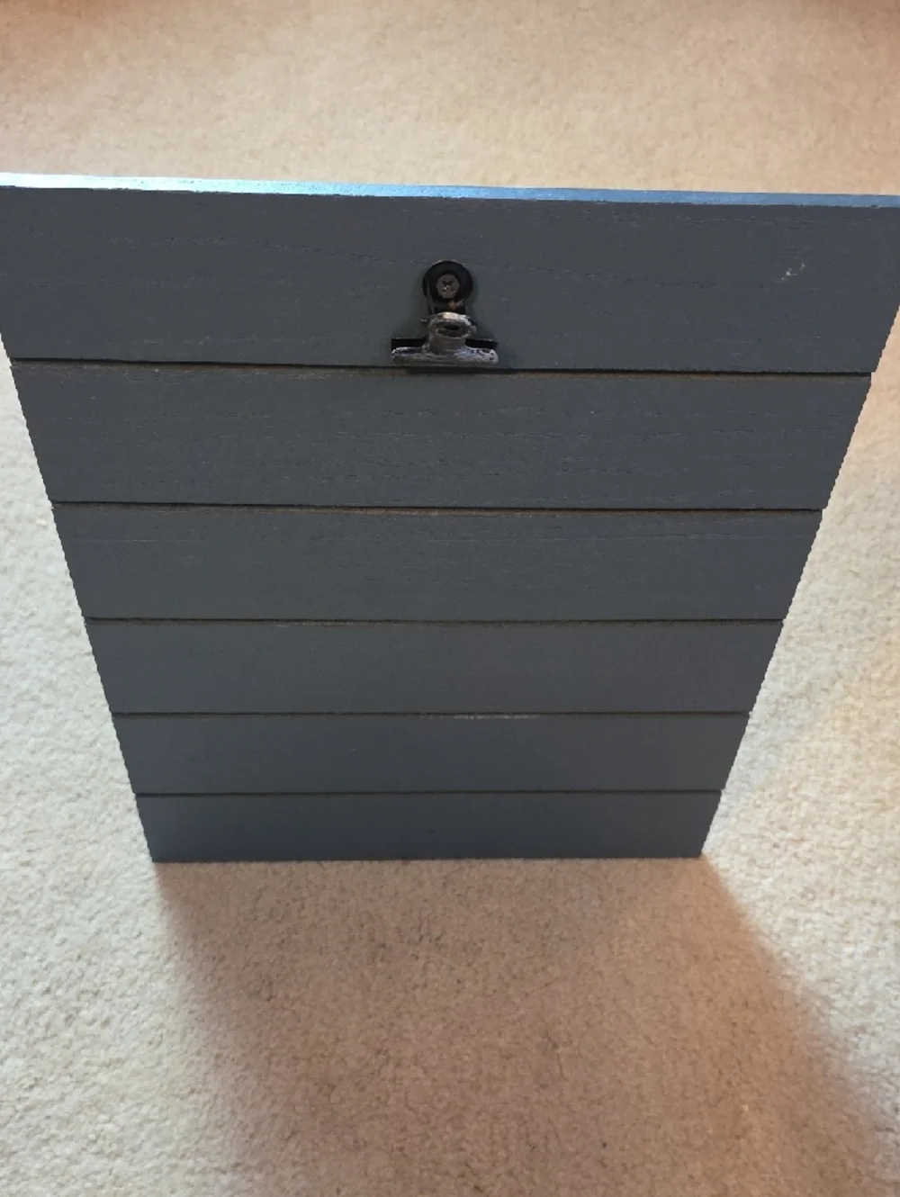 Clipboard Sign Wood Slat with Metal Clip Slate Gray Display